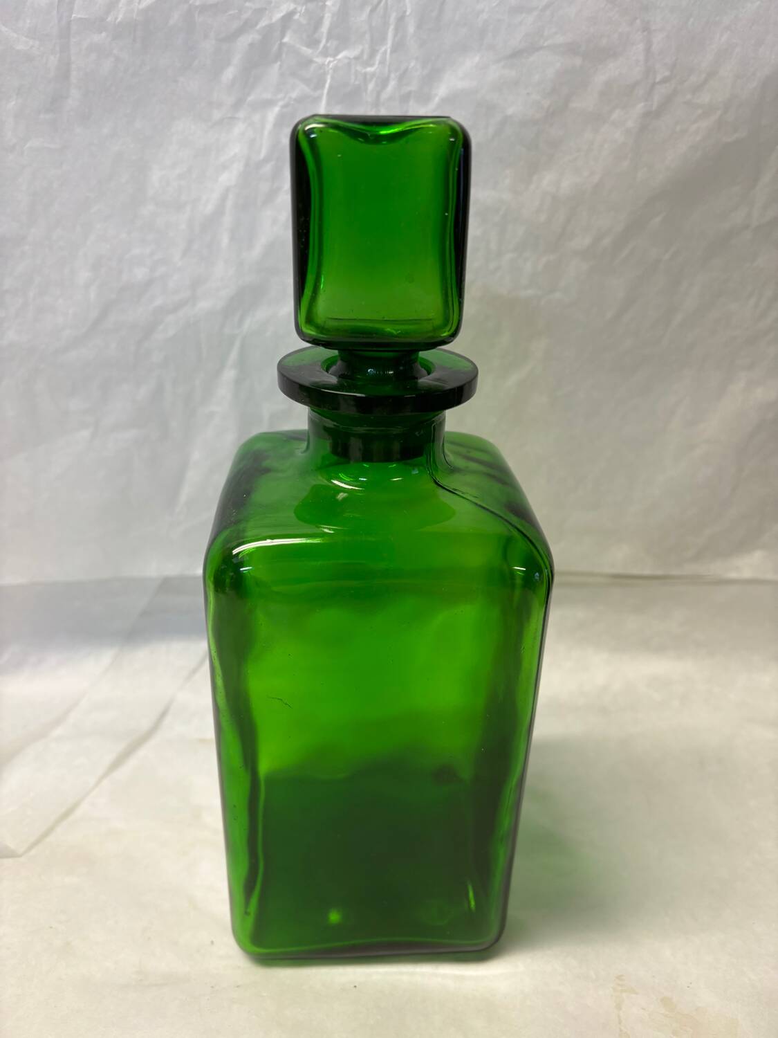 Green glass carafe