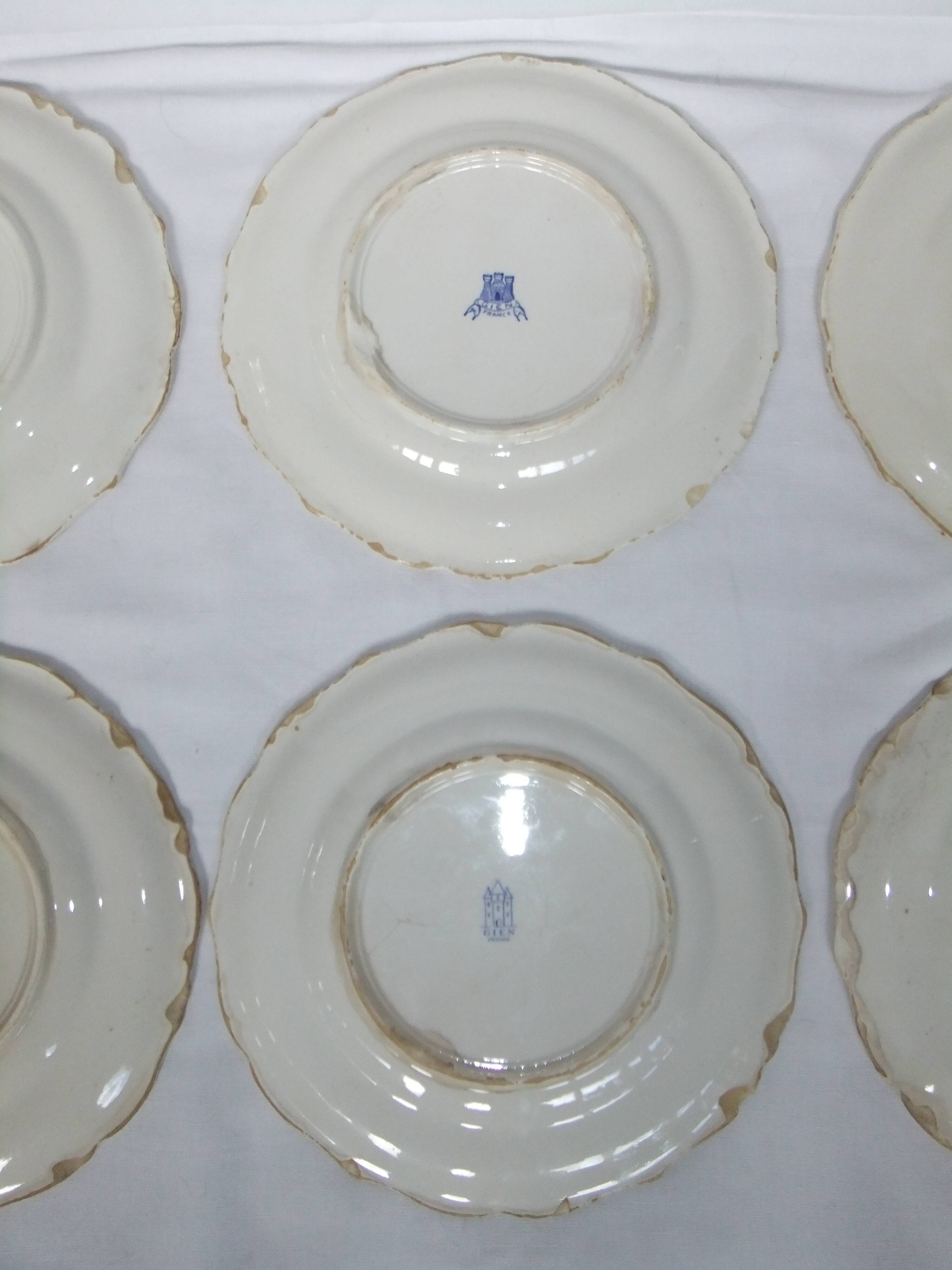 Plate Gien model Rouen stamp 1938 / 3 turns service table collection