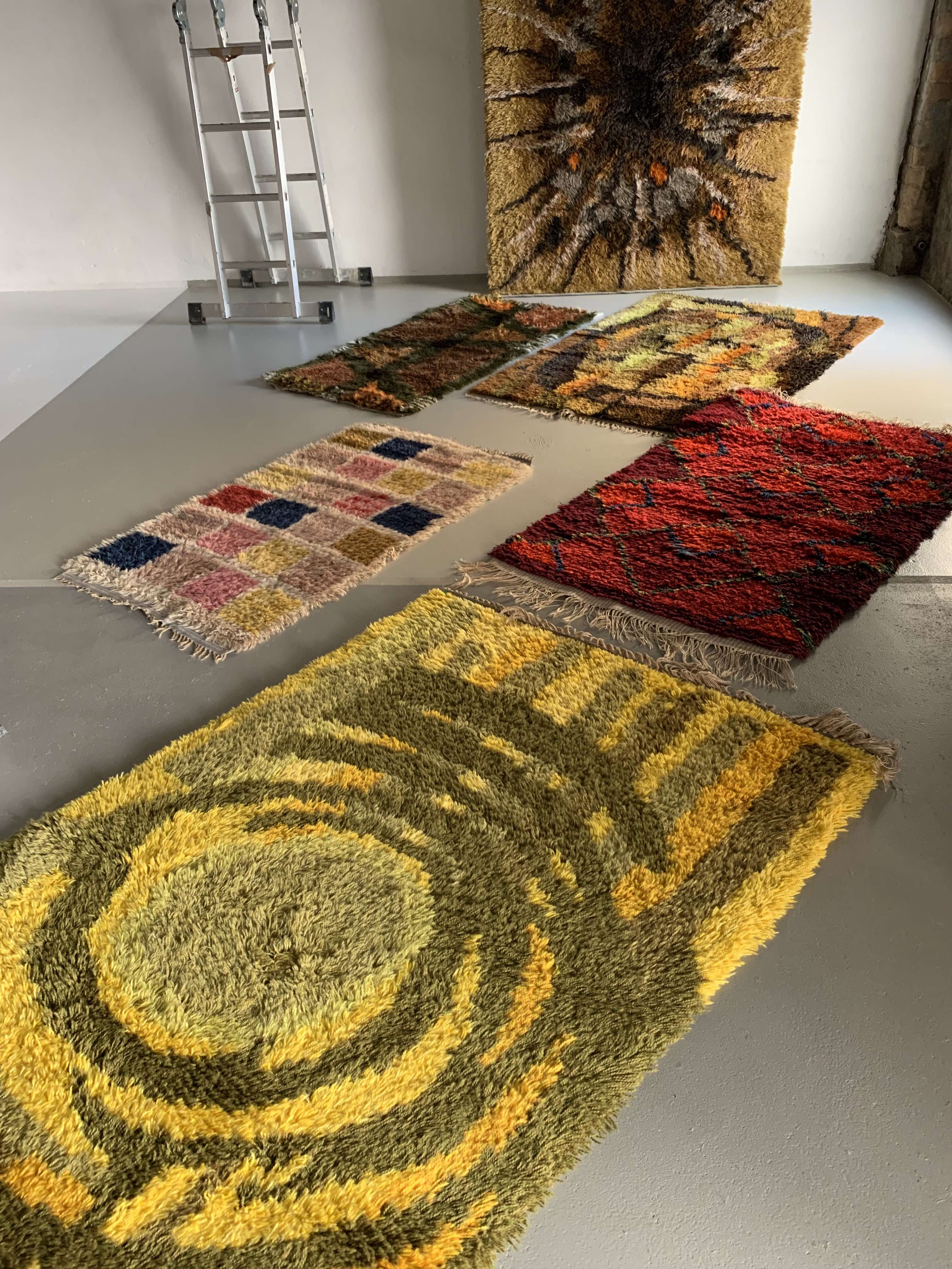 Vintage Swedish Brown High Pile Carpet