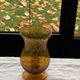 Photophore in bubble glass and hand-blown golden yellow signed vintage biot
