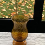 Photophore in bubble glass and hand-blown golden yellow signed vintage biot
