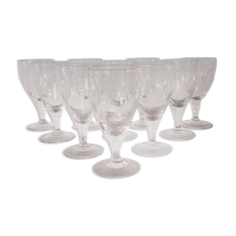 Old very fine stemmed glasses in chiseled crystal from the 50s