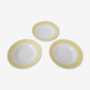 Assiettes creuses en céramique beige et jaune (les3)