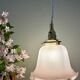 Suspension, vintage lampshade in frosted pink glass