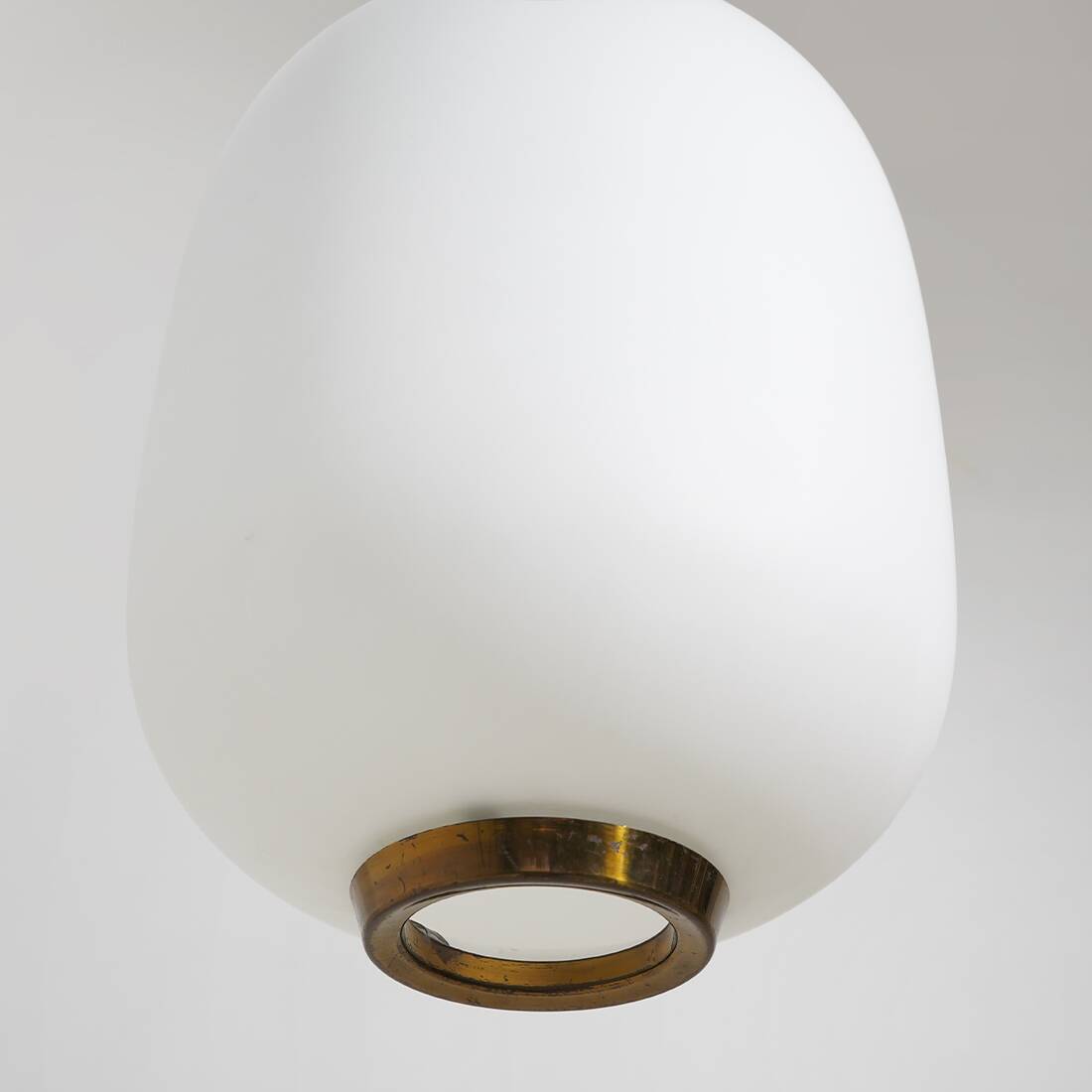 Chandelier in white opaline glass and brass, 1950s