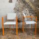 Postmodern orange armchair with bouclé wool fabric, 20th century