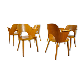 Ensemble de chaises à repas en hêtre d'Oswald Haerdtl par Thonet 1950