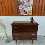 Vintage chest of drawers with spindle feet, mirror effect