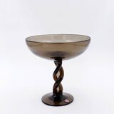 Mid-Century Twisted smoked Glass Bowl - Italy, Murano 1960s