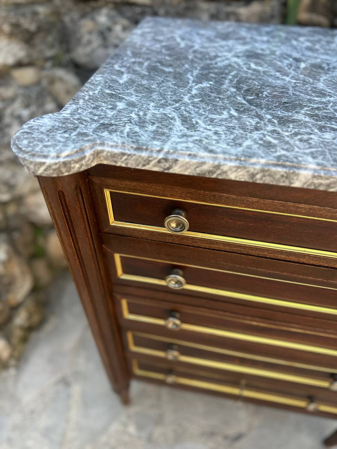 Small Chest of Drawers or Mahogany Sideboard in Louis XVI Style, 19th Century