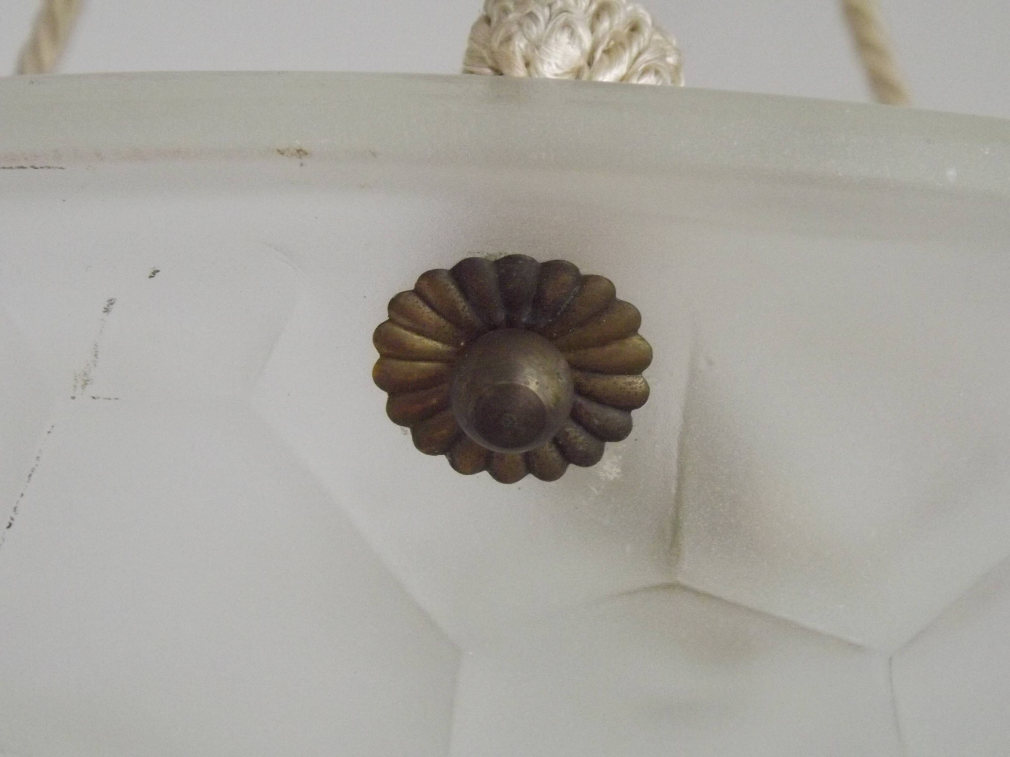 Elegant French Art Deco Plafonnier– Circa 1930 | Signed ROS / Degué