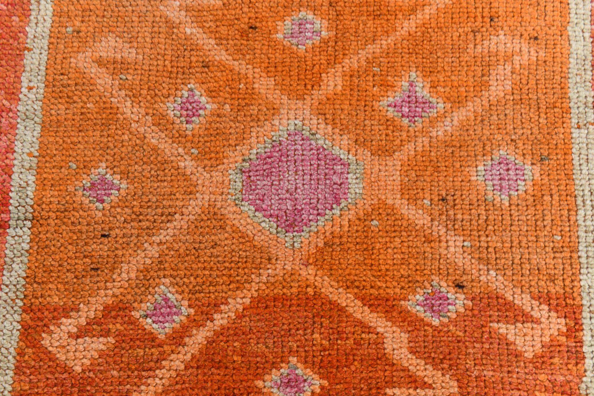 3x11 Turkish Pink & Orange Vintage Runner Rug, 95x345Cm
