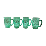 Suite de 4 chopes vintages en verre vert