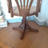 Swivel desk in walnut and rattan