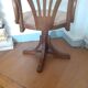 Swivel desk in walnut and rattan