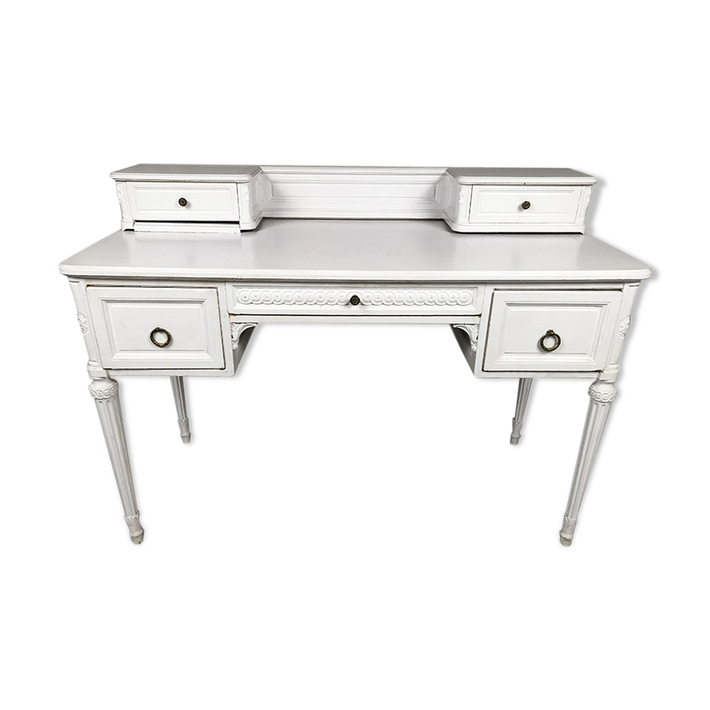 Louis XVI-style tiered desk lay white