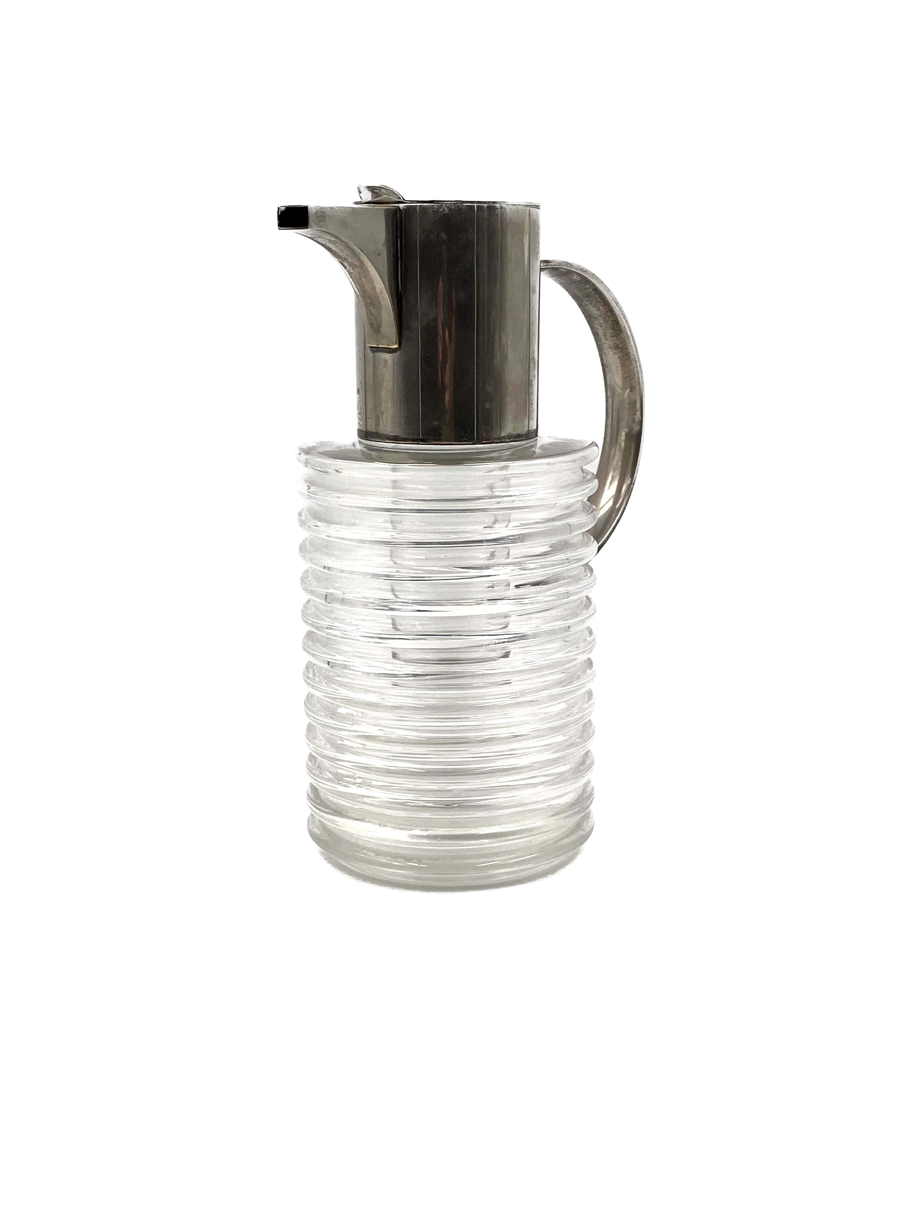 Sergio Asti silverplated and glass jug  Arnolfo di Cambio 1968