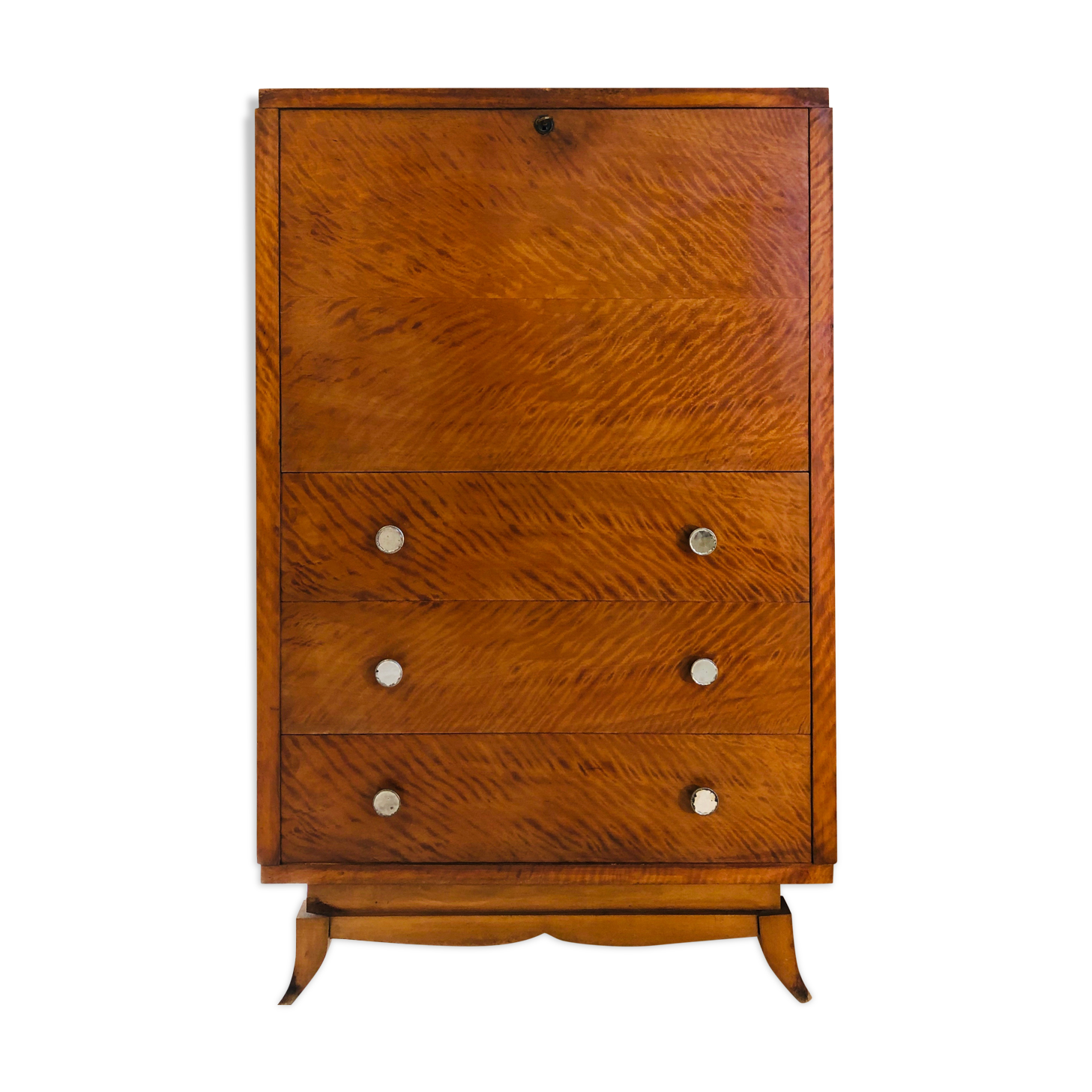 Storage unit art deco style in burled satinwood