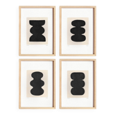 Collection de 4 peintures abstraites noires sur papier signées Eawy