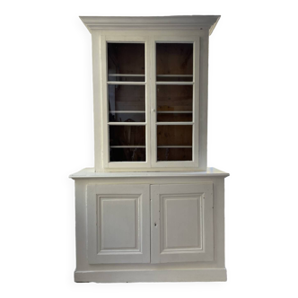 Meuble métier vitrine XL patine blanche