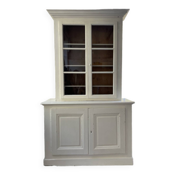 Meuble métier vitrine XL patine blanche