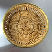 Circular rattan and brass basket, Italy, 1970