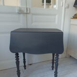 Louis Philippe bedside table with flaps, slate grey