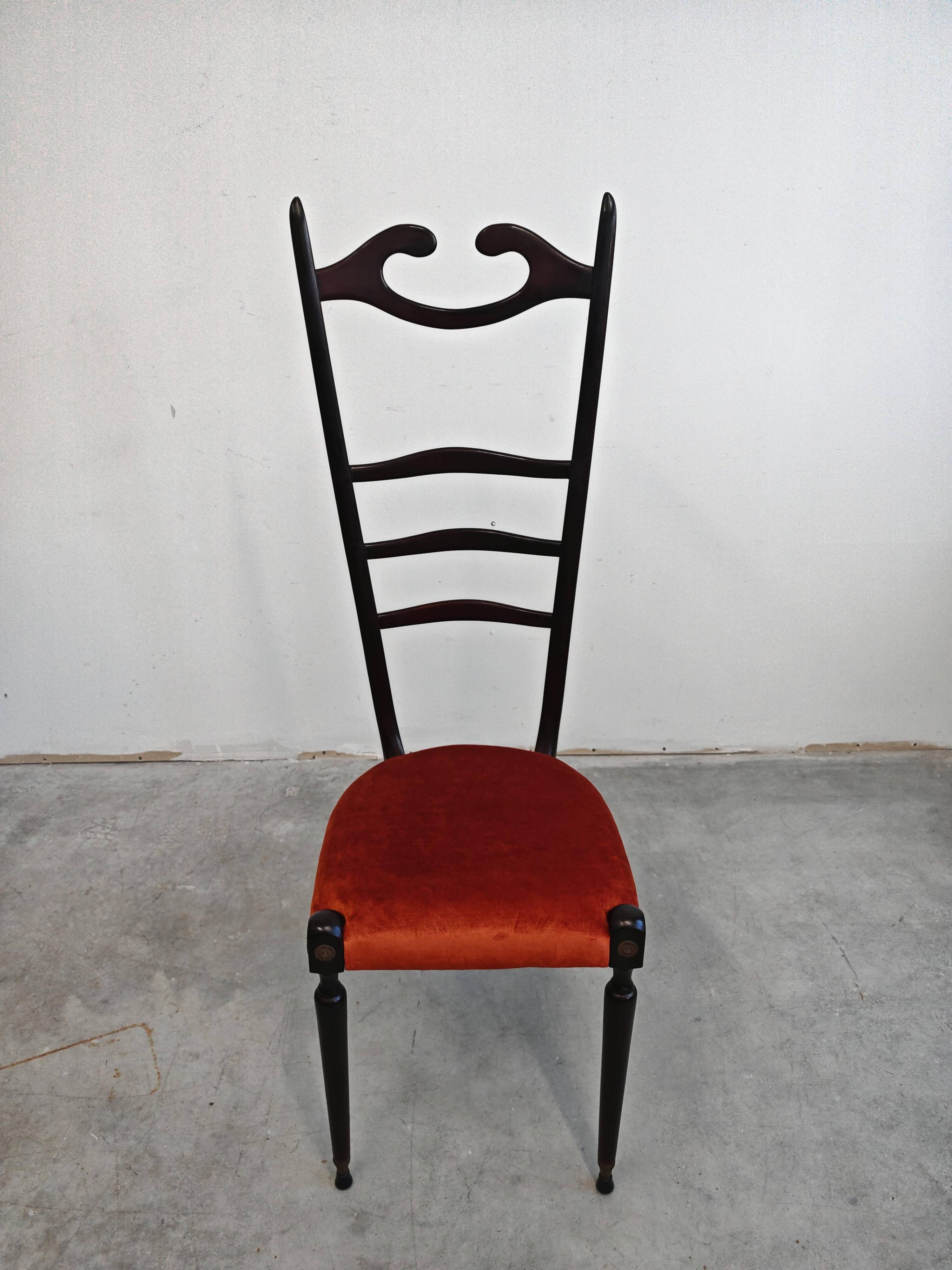 Chiavari chairs with high backs Mid Century Modern Paolo Buffa 1950s