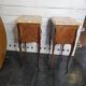 Pair of Louis XV style curved bedside tables in marquetry