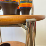 Folding service vintage castors solid wood 70s