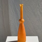 Vase soliflore en verre orange vintage H34