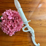 Louis XVI style bronze wall light with white patina