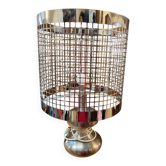 Chrome metal design lamp with mesh shade 70s modern style