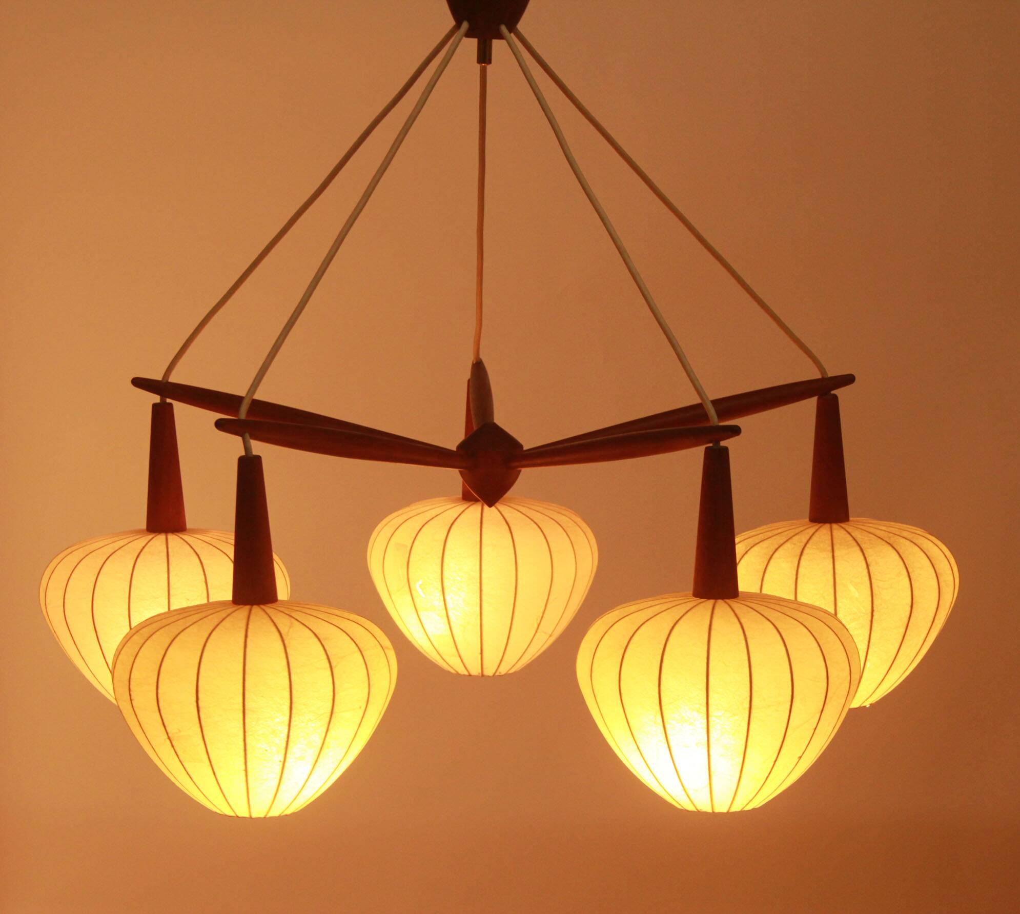 1960s scandinavian ceiling lamp in teak