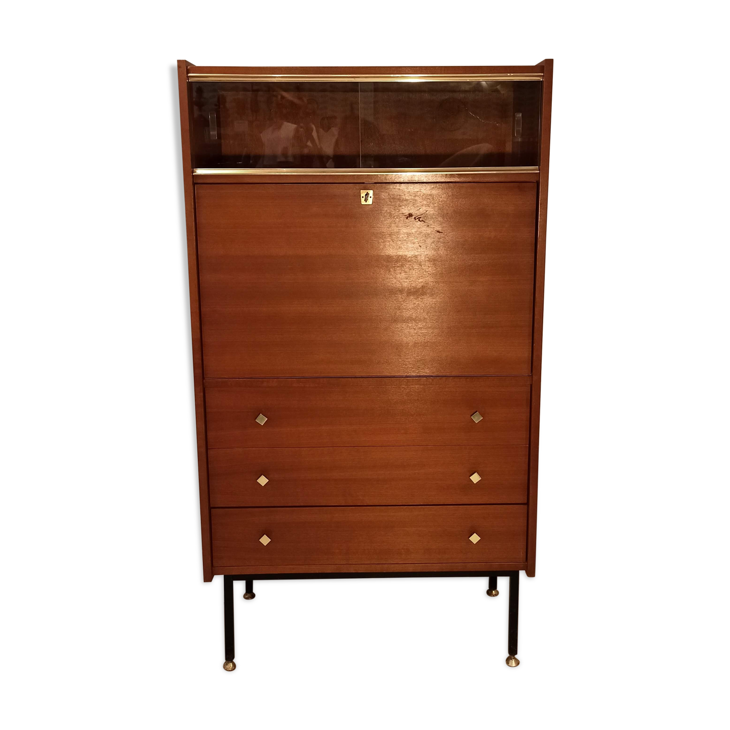 Vintage secretary display chest of drawers and desk 1960