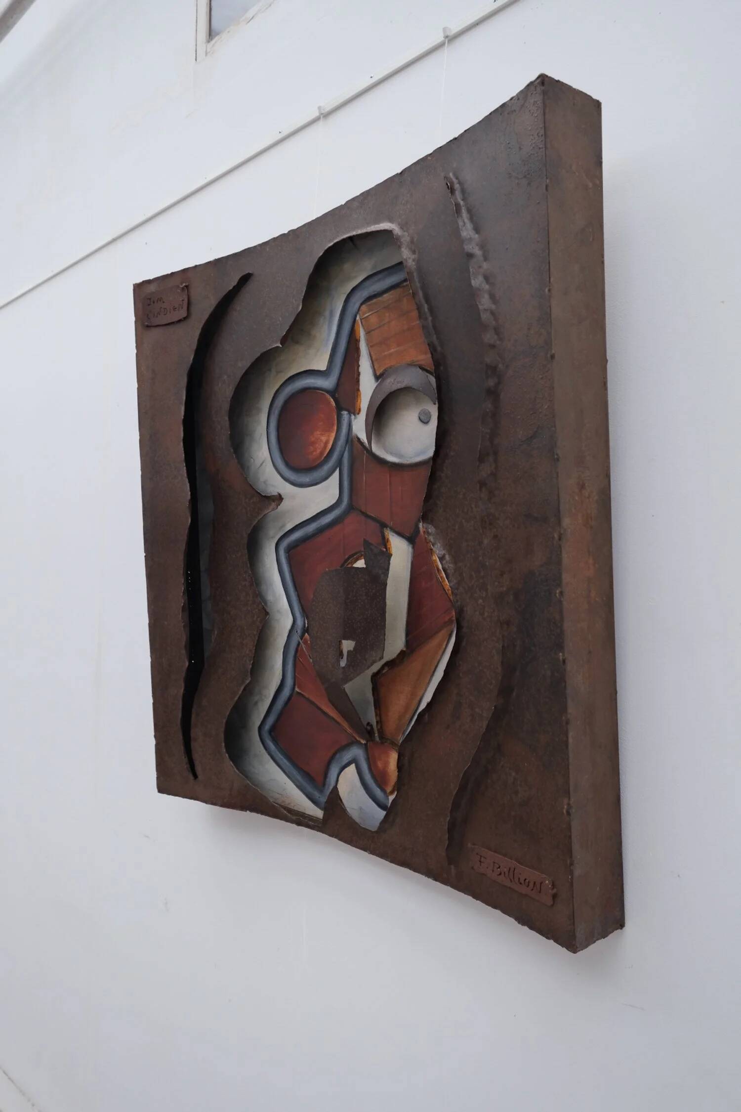 Painting and wall sculpture "Indian Jim" by F. Billion