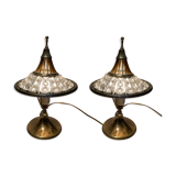 Lampes de table vintage en laiton cristal, années 1960, Ensemble de 2