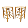 Tabourets de bar vintage rush brutaliste en bois