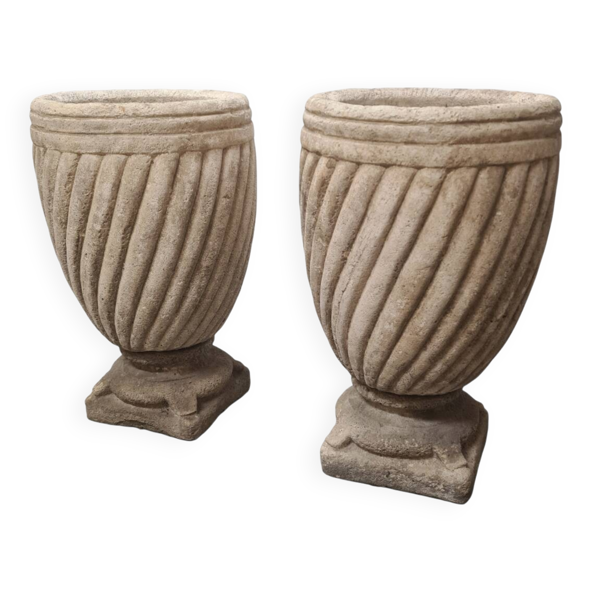 Pots de fleurs classiques en grès français, années 1980/90