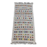 Tapis blanc à motifs berbères multicolores fait main en laine naturelle