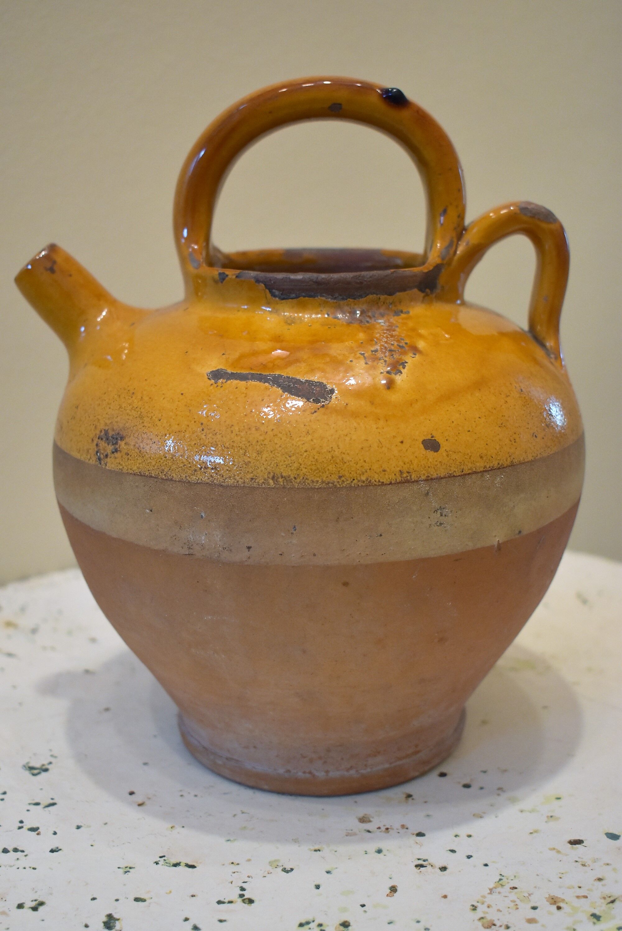 Old glazed ceramic jug