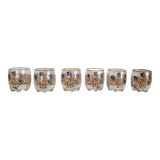 Set of 6 small hand-painted gilded glasses