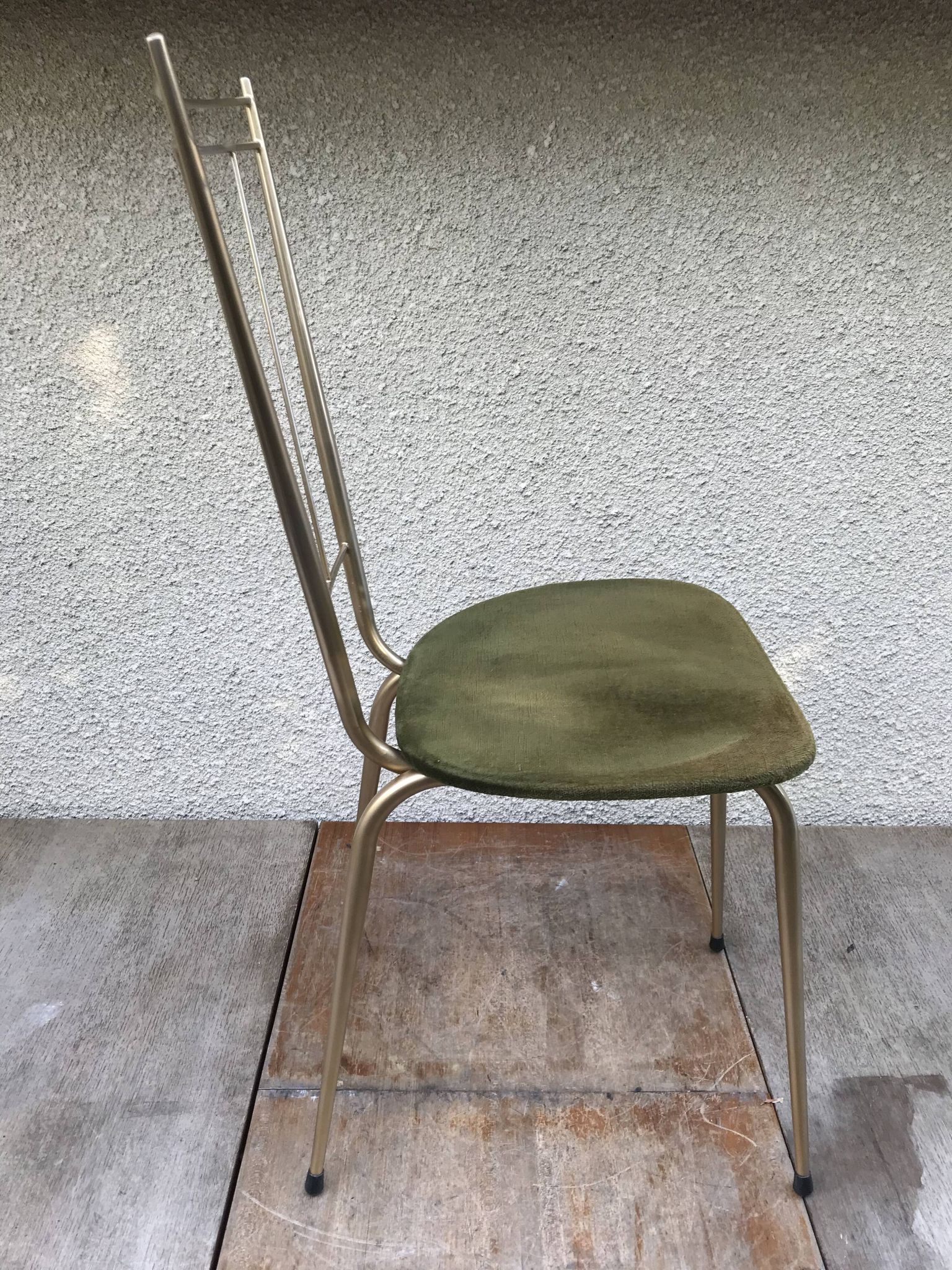 Pair of golden metal old chairs
