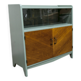 Atypical green noble 1960s low display cabinet.