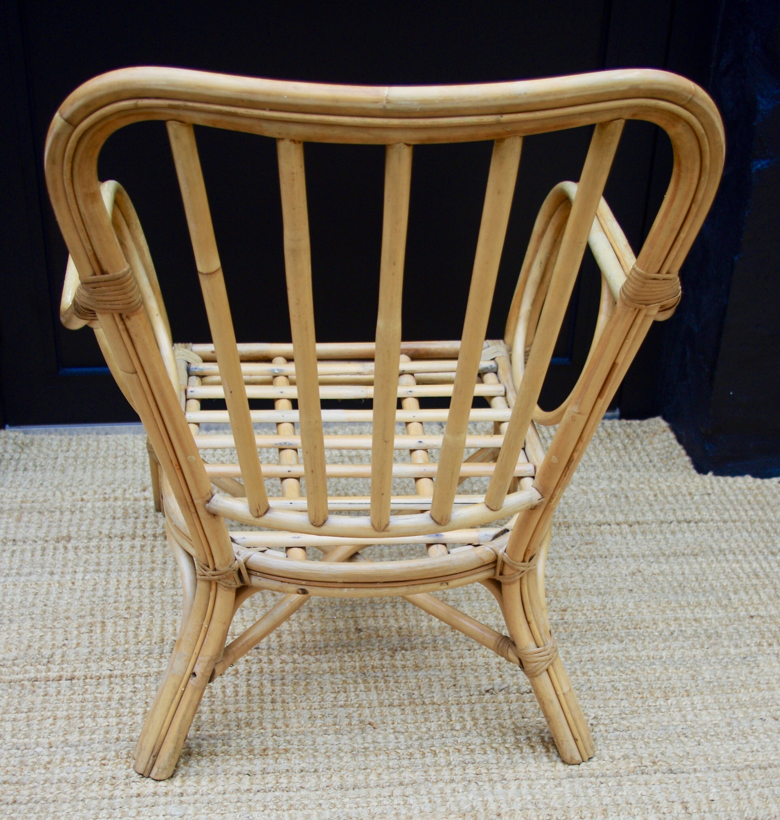 Rattan and bamboo chair adult 70s