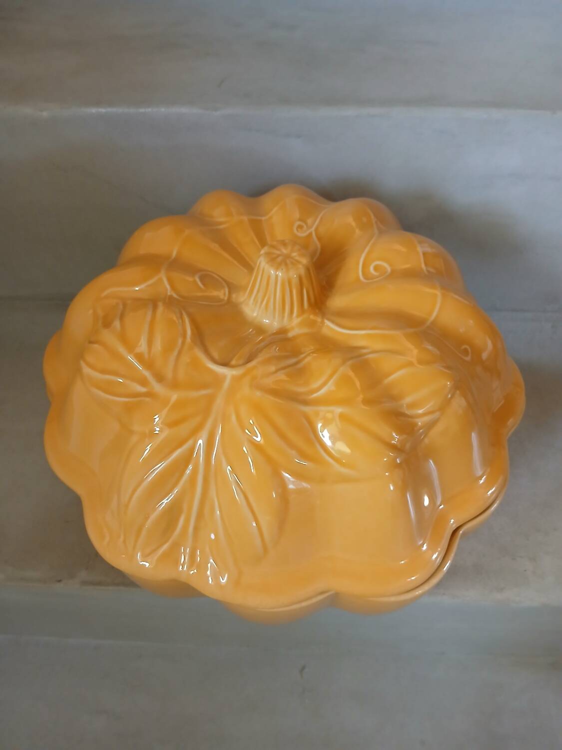 Antique pumpkin slip tureen
