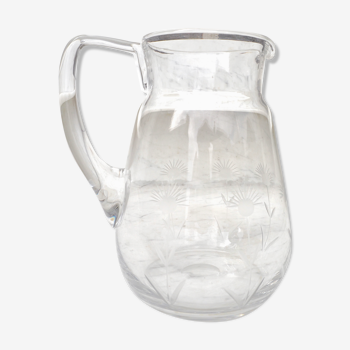 Chiseled glass pitcher