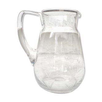 Chiseled glass pitcher