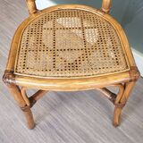 Bamboo and leather chair - 1960s - vintage - mid-century