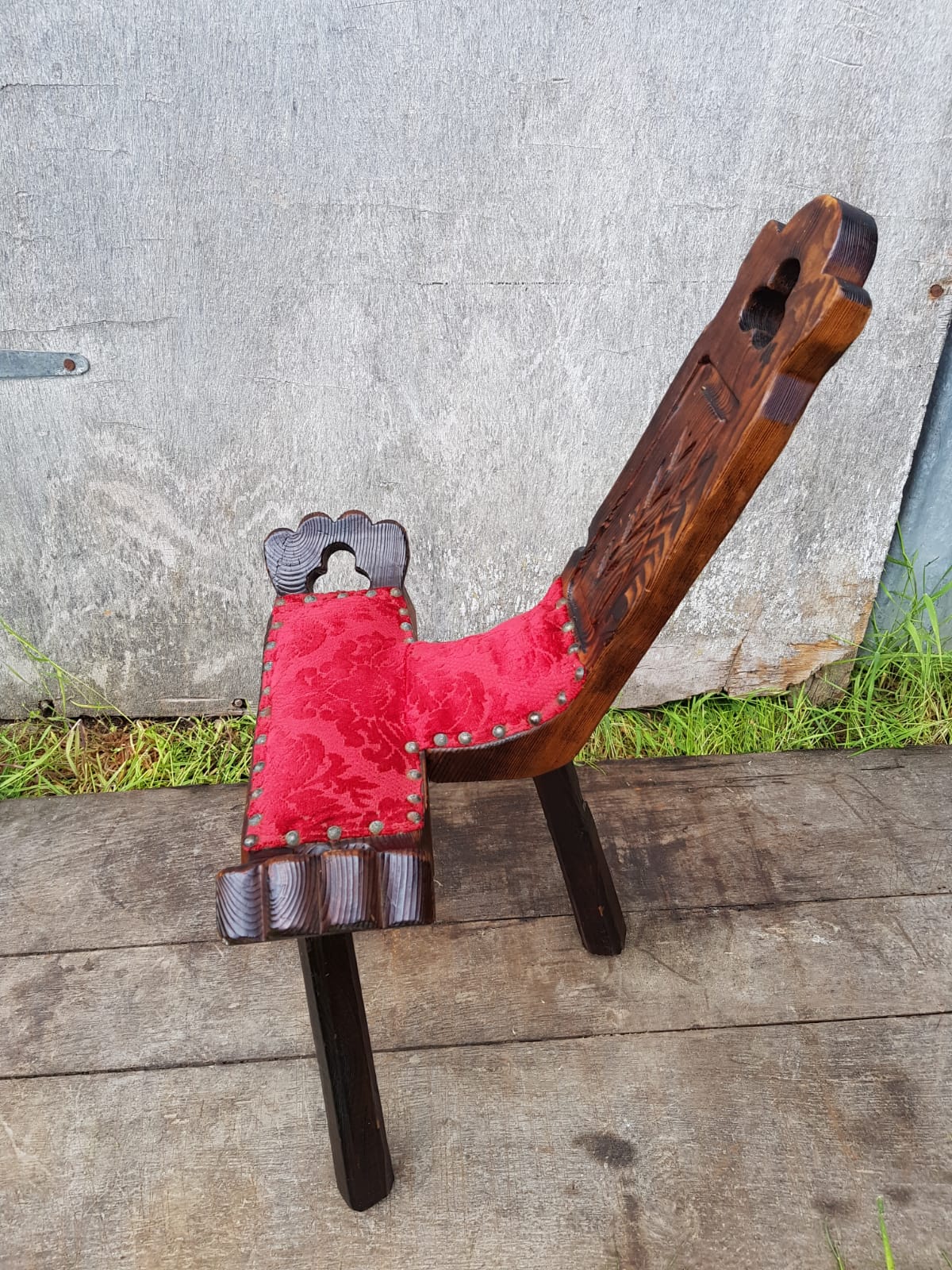 Brutalist chair feet tripodes carved wood